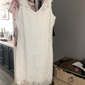 White Lacey above the knee sleeveless dress